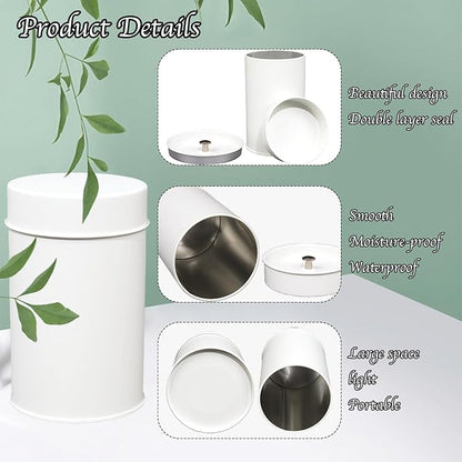 Tea Canister, 6 Pack Tea Tin Loose Leaf Tea Storage Tea Tins For Loose Tea, Tea Storage Loose Leaf Metal Tea Tin Canister For Loose Tea Storage Coffee Sugar Candy Herbs And Spices (White)
