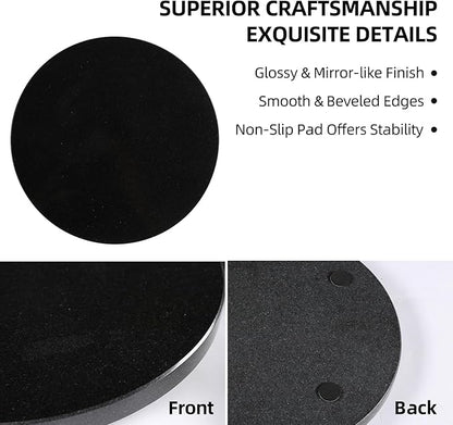 Koville African Natural Marble Cutting Board for Kitchen, 11inch Round Hand Crafted Marble Slab for Cheese, Charcuterie, Pastry Board - Wedding Gift, House Warming Gift(Zimbabwe Black)