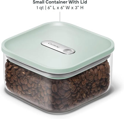 Caraway 1qt Glass Airtight Food Storage Container with Lid – Non-Toxic, BPA-Free Kitchen Storage Container – Stackable, Space-Saving Airtight Container for Dry Goods and More - Mist