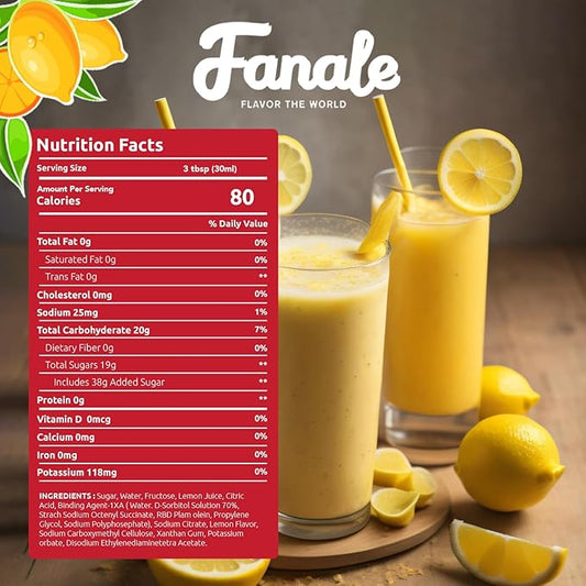 Fanale Premium Flavoring Concentrated Syrup for Bubble Tea 11 lb | Lemon Flavor Syrup | for Boba Tea, Smoothies, Slushes, Desserts | 11lb | SRP120