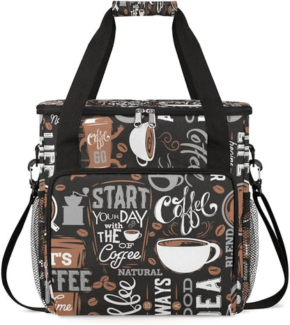 cfpolar Coffee Maker Storage Bag, Waterproof Travel Carrying Storage Tote Bag Organizer Case, Compatible with K-Mini or K-Mini Plus, And Suitable for Other Accessories， With Pockets for K-Cup Pods