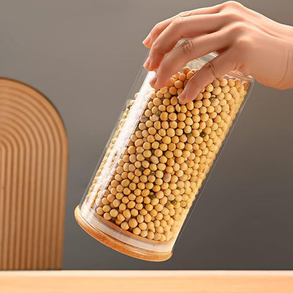 umieo 50oz (1400ml) Glass Jar with Lid Airtight Food Storage Container Bamboo Large Clear Canisters Hold Coffee Beans Candy Nuts Sugar
