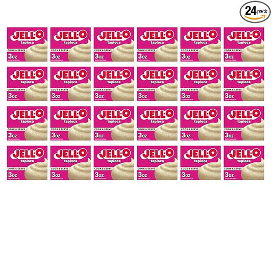 Jell-O Cook & Serve Tapioca Fat Free Pudding & Pie Filling Mix (24 ct Pack, 3 oz Boxes)