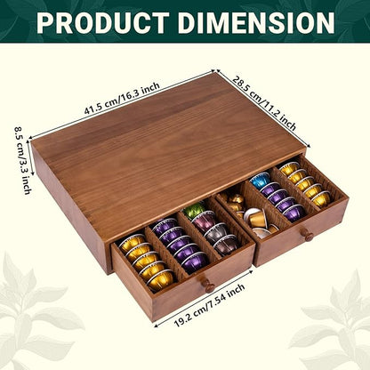 Coffee Pod Storage Holder, Pods Holder Storage for Coffee Capsules, Wooden Coffee Pod Organizer for Coffee Capsules,Extra Large Capatity Coffee Pods Storage