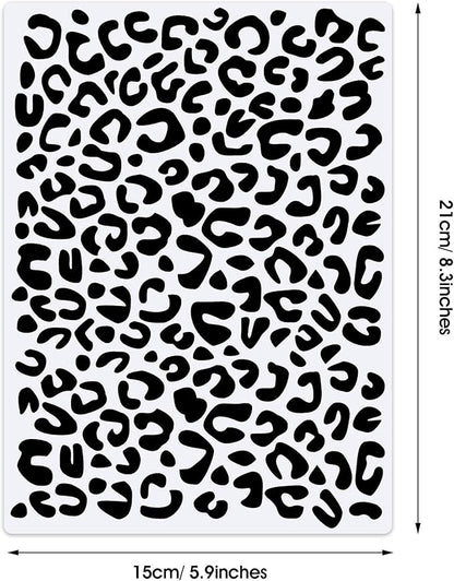 Zonon 4 Pieces Leopard Skin Stencil Reusable Cheetah Paint Stencil Template for Scrapbooking Fabric Drawing Tracing DIY Cake Furniture Wallpaper Floor Decor(5.9 x 8.3 Inch)