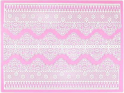 Embossing Lace Fondant Molds, Multi Circle Flowers Lace Mat Wedding Cake Decoration Tool, Silicone Lace Mat Mold for Cakes