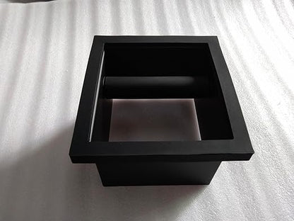 Espresso Coffee Ground Knock Box Chute, Built-in Desktop Waste Bucket, Stainless Steel Bottomless Knocking Residue Box (Rectangle)