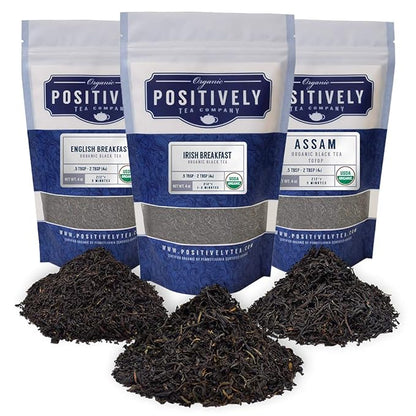 Organic Positively Tea Company, Black Tea Sampler, Loose Leaf, 4 Ounce, 3 Pack