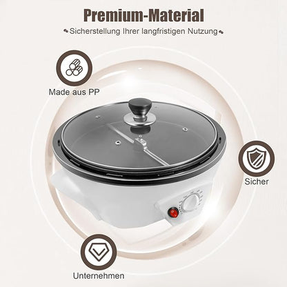 Coffee Roaster Machine for Home Use, 800W Tostadora De Cafe Coffee Bean Roaster Adjustable Temperature with Stir Bar And Glass Cover for Beans, Red Beans, Nuts