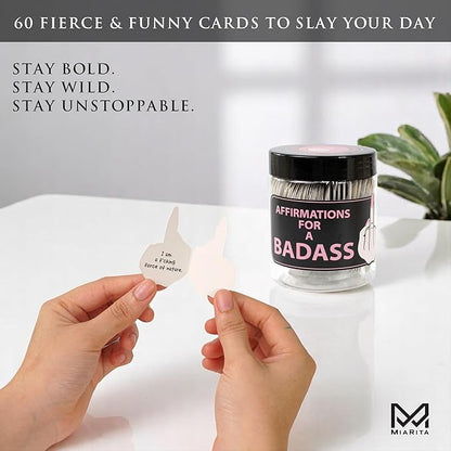 Badass Affirmation Jar – Christmas Gifts for Women, Inspirational and Relaxation Gift for Her, Boss Lady, Besties, Friend, Birthday Gifts for Her, Women, Sister, Coworker, Stocking Stuffers