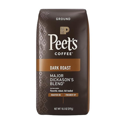 Peet's Coffee, Dark Roast Ground Coffee - Major Dickason's Blend 10.5 Ounce Bag