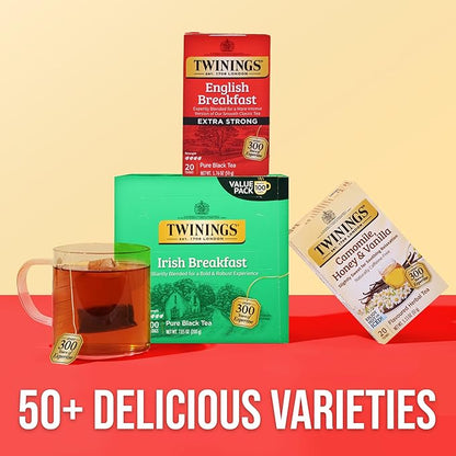 Twinings Extra Bold English Breakfast Black Tea Individually Wrapped Bags, 20 Count (Pack of 1), Robust, Caffeinated, Enjoy Hot or Iced, 20 Teabags
