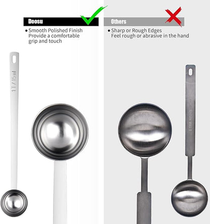 18/8 Stainless Steel Coffee Scoop, Doosu Food-Grade Metal Measuring Spoon with 6.9in Long Handle, Tablespoon Scooper for Coffee Beans, Ground Coffee, Espresso, Protein Powders, Tea, Sugar (1 Tbsp)