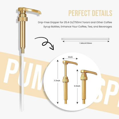Jimoco® Syrup Pump Dispenser + Torani® Vanilla Syrup, 25.4 oz - Coffee Syrup Pump & Flavoring Bundle