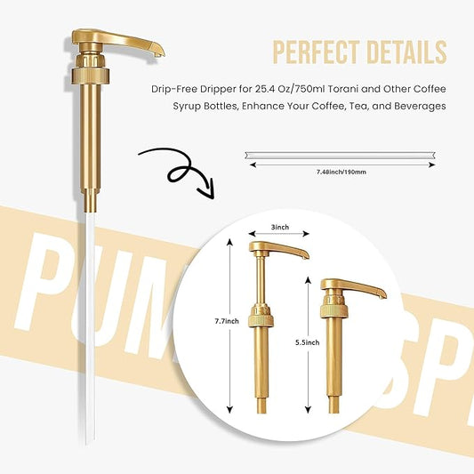 Jimoco® Syrup Pump Dispenser + Torani® Vanilla Syrup, 25.4 oz - Coffee Syrup Pump & Flavoring Bundle