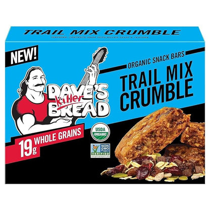 Dave's Killer Bread Organic Snack Bars, Variety Pack (1 Cocoa Brownie Blitz, 1 Trail Mix Crumble) Pack of 2
