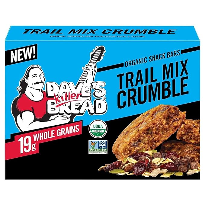 Dave's Killer Bread Organic Snack Bars, Variety Pack (1 Trail Mix Crumble, 1 Oat-Rageous Honey Almond) Pack of 2