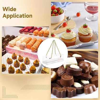 24PCS Macaron boxes, Take Out Clear Chocolate Covered Strawberries Boxes with Handles, Portable Transparent Macaron Cupcake Boxes, Bakery Cookie Present Containers for Party, Wedding, Display, Pastry Packaging, 7.3 x 2.6 x 2.6 in
