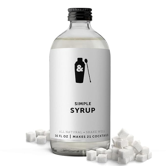 Shaker & Spoon Simple Syrup, 16oz Simple Syrup for Cocktails and Drinks, Simple Sugar, Craft Cocktail Syrups for Mocktails, Non Alcoholic Drinks, Cocktail Mixers, Tea, Coffee Syrups
