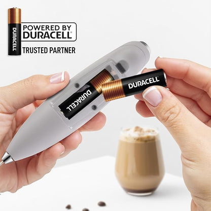 Zulay Kitchen Patented Tornado Triple Whisk Milk Frother with 4 Duracell Batteries – Handheld Foam Maker for Coffee, Lattes, Matcha & Hot Chocolate – Rich, Creamy Froth in Seconds