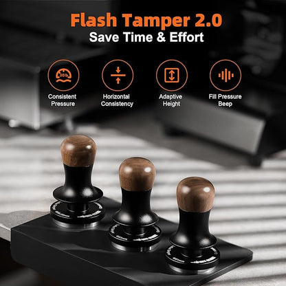 MHW-3BOMBER 45.5mm Espresso Tamper - 3 Spring Loaded Coffee Tamper with Sound Feedback - Barista Calibrated Tamper with 15lb / 30lbs Replacement Springs - Compatible for Flair Pro and Pro 2 T7070F-OS