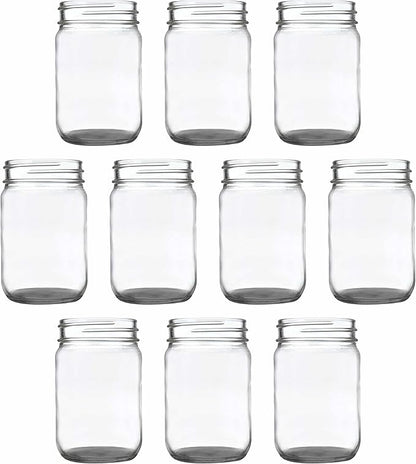 DISCOUNT PROMOS Decorating Mason Jars 12 oz. Set of 10, Bulk Pack - Glass Jars for Overnight Oats, Candies, Fruits, Pickles, Spices, Beverages - Black