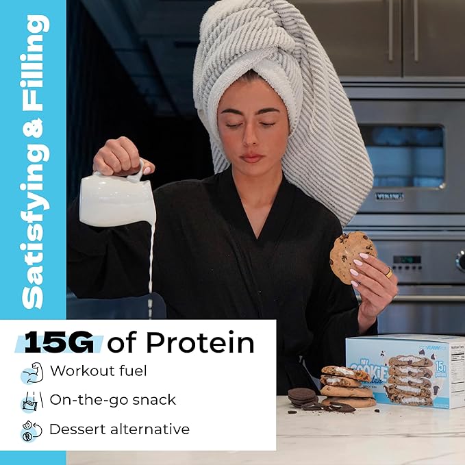 My Cookie Dealer Protein Cookies, Milk & Cookies (2.2oz, Pack of 12) - 15g Protein per Cookie - Individually Wrapped Workout Snacks for On-The-Go Travel