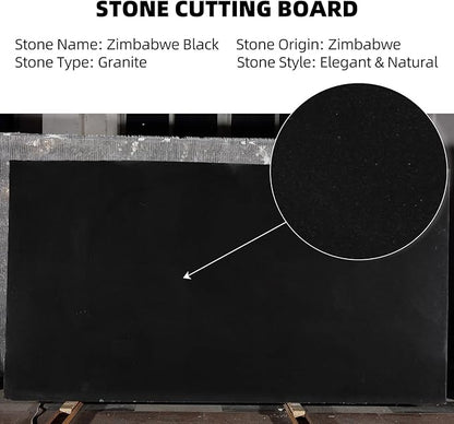 Koville African Natural Marble Cutting Board for Kitchen, 11inch Round Hand Crafted Marble Slab for Cheese, Charcuterie, Pastry Board - Wedding Gift, House Warming Gift(Zimbabwe Black)