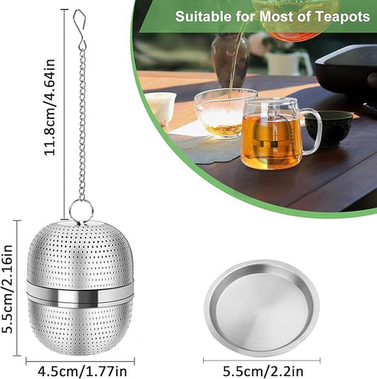 Numola Tea Ball Infuser for Loose Tea, Extra Fine Mesh Tea Strainer with Drip Tray, 304 Stainless Steel Tea Steeper for Black Tea, Rooibos, etc