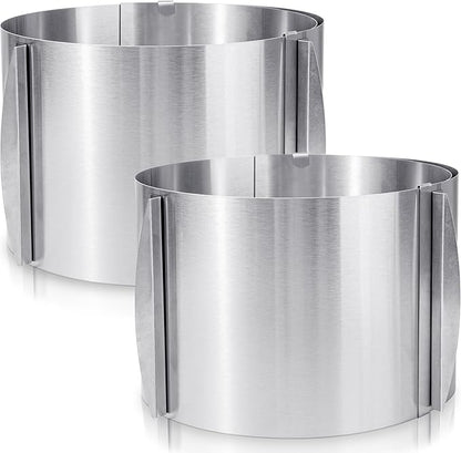 Hushee Cake Mold 15 cm High, 6 to 12'' Adjustable Ring Cake Baking Supplies Rings Round Stainless Steel Decorating Bakeware Tools with Scaling for Mousse Baking Dessert Making(2 Pcs,15 cm)
