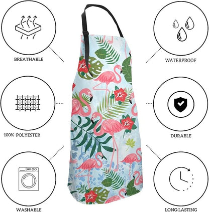 Flamingo Apron Baking Aprons Novelty Cooking Chef Gift Bbq Grilling With 2 Pockets Kitchen Apron