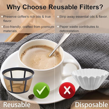 2 Pack Reusable Coffee Filter Replacement for BUNN 8 10 12 Cup Coffee Maker and Brewer Series BX, BTX, GRX, NHB, NHS, ST, HG & H