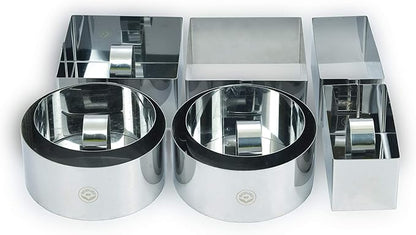 NewlineNY Stainless Steel Dessert Rings (12 Pcs) Round Square Rectangular Appetizers Molded Salads, Cakes Mousse Molding Layering Cake Cutter