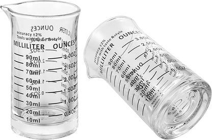 Ackers 3oz/90ml Glass Measuring Cup – Shot Glass with Double Scale-Ounce,Ml Markings for Kitchen & Bar(Black Line)