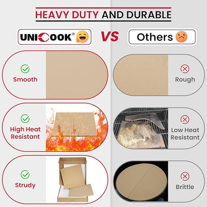 Unicook Pizza Stone for Oven and BBQ Grill, 13 Inch Square Baking Stone for Bread, Cordierite Thermal Shock Resistant Pizza Making Accessory for Oven and Grill, Including Dough Scraper
