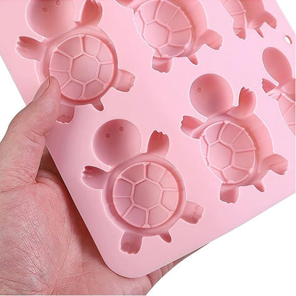 2 Pcs Turtle Ice Cube Molds, 6 Cavity Turtle Shaped Silicone Molds, for Chocolate, Candy, Jello, Wax Melts, Muffin, Cupcake Cake Decor, Gummies