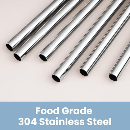 Tomorotec 6-Pack Reusable Stainless-Steel Straws with Silicone Tips, 3 Sizes Compatible with Stanley Tumblers 40OZ 30OZ 20OZ 14OZ, Dishwasher Safe, Includes 2 Cleaning Brushes (Ocean Gradient)