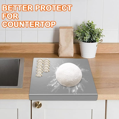 304 Stainless Steel Cutting Board with 2 Pack Non-Slip Mats, Yoposeo Heavy Duty Baking Cutting Chopping Boards for Kitchen, Meat, Fruits, Vegetables, Bread and Baking (11.8" X 11.8"/ 30 X 30cm)
