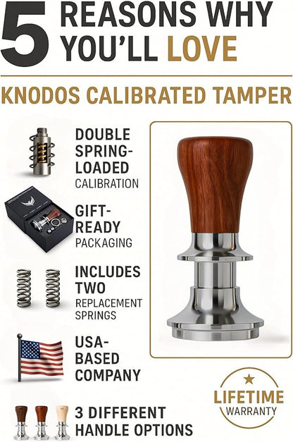 58.5mm Gaggia Classic Pro, E24, Evo Accessories by KNODOS Premium 58mm Bottomless Portafilter, Precision 58.5mm Calibrated Tamper & 58.5 mm Adjustable Coffee Distributor
