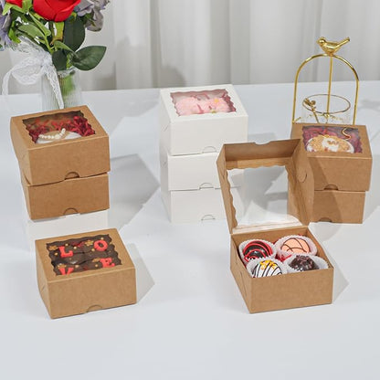 90 Pack Bakery Boxes 4x4x2 Inches Cookies Boxes Mini Bundt Cake Boxes Pie Boxes Cinnamon Roll Treat Boxes Chocolate Truffle Boxes Party Wedding Favor