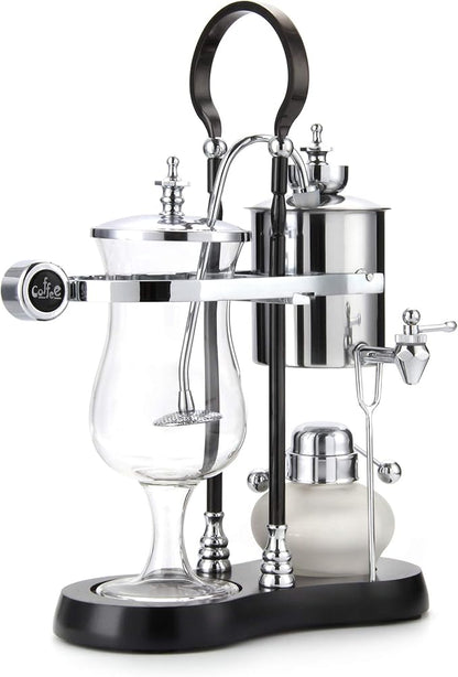 Diguo Belgian/Belgium Luxury Royal Family Balance Syphon Coffee Maker/Siphon Coffee Brewer (Silver - Black Column with Round Handle)