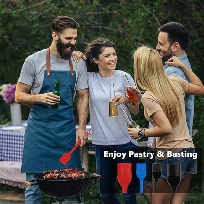 Silicone Basting Pastry Brush Set 4 Pack Heat Resistant Spread Oil Butter Sauce for BBQ Grill Barbeque Kitchen Baking Cooking Pastries, 2 Large & 2 Small Multicolor
