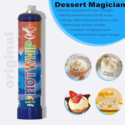 Whipped Cream Charger 700g,1.1L Tank,Cream Charger Food Grade Bombpop Flavor 99.99% Purity Premium Cream Cylinder(1,700g Bombpop)