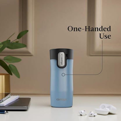Contigo AUTOSEAL West Loop Vacuum-Insulated Stainless Steel Travel Mug with Easy-Clean Lid, 12oz, Glacier Frosted Pearl