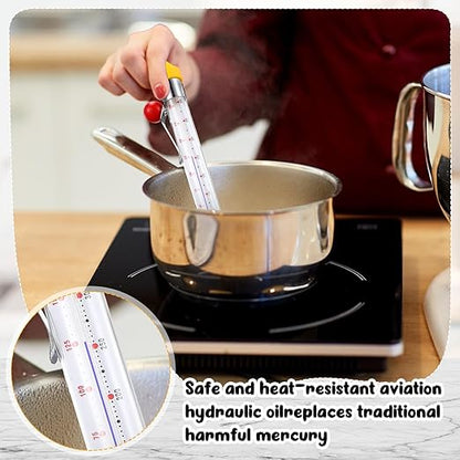 Photect 1 Pcs Candy Thermometer with Pot Clip 8" Deep Fry Oil Thermometer Instant Read Cooking Food Thermometers Sugar Syrup Jam Jelly Oil Candy Temperature Kitchen Accessories for Home Cooking