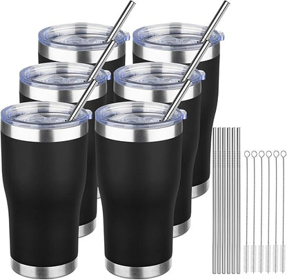 MEZMUT 20oz Coffee Tumbler with Lid and Straw Double Wall Vacuum Insulated Cup Stainless Steel Travel Mugs Insulated for Hot and Cold Leakproof Powder Coated Tumbler for Indoor and Outdoor