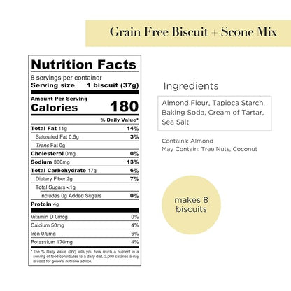 Stellar Eats Grain-Free Biscuit & Scone Baking Mix | Gluten-Free, Dairy-Free, Plant-Based, Paleo-Friendly | Buttery & Decadent Flavor | Almond Flour-Based | Non-GMO Project Verified, Kosher | 10.4 oz | 1 Pack