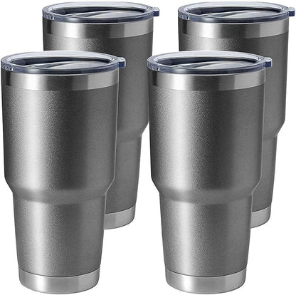 HASLE OUTFITTERS 30oz Stainless Steel Tumbler, Double Wall Vacuum Insulated Travel Mug Tumbler, Durable Insulated Coffee Mug, Gift Box Set (Grey, 4)