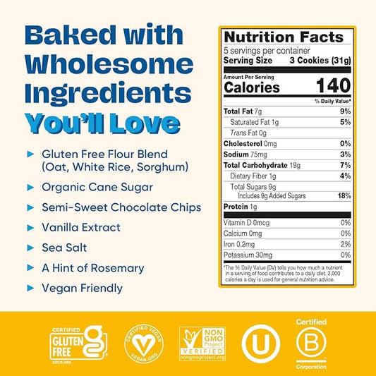 Gluten Free Patake Crunchy Chocolate Chip Cookies - Vegan - Free From the Top 9 Allergens Including Dairy, Wheat, Soy, Eggs, & Peanuts - Non GMO - Safe School & Office Snack (3 Pack, 5.5oz Boxes)
