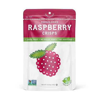 Nature’s Turn Freeze-Dried Raspberry Crisps – Healthy, Gluten-Free, Crispy & Delicious, Plant-Based Snack, Ideal for Cereal, Smoothies, School Lunches, & On-the-Go, Bags of 12 (0.53 oz Each)